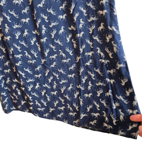 Red Camel Dress Womens XS Blue Paisley Horse Print Rayon Boho Tunic Long Sleeve - Picture 5 of 12